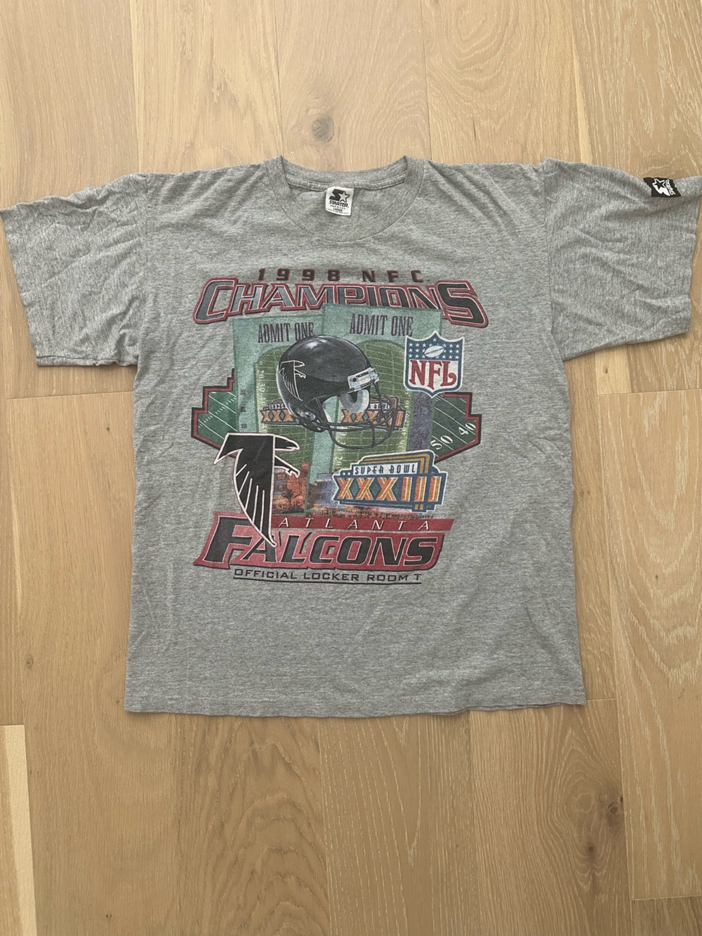 Vintage Atlanta Falcons NFL Football Gray Crewneck Short Sleeve Tshirt 1998 NFC